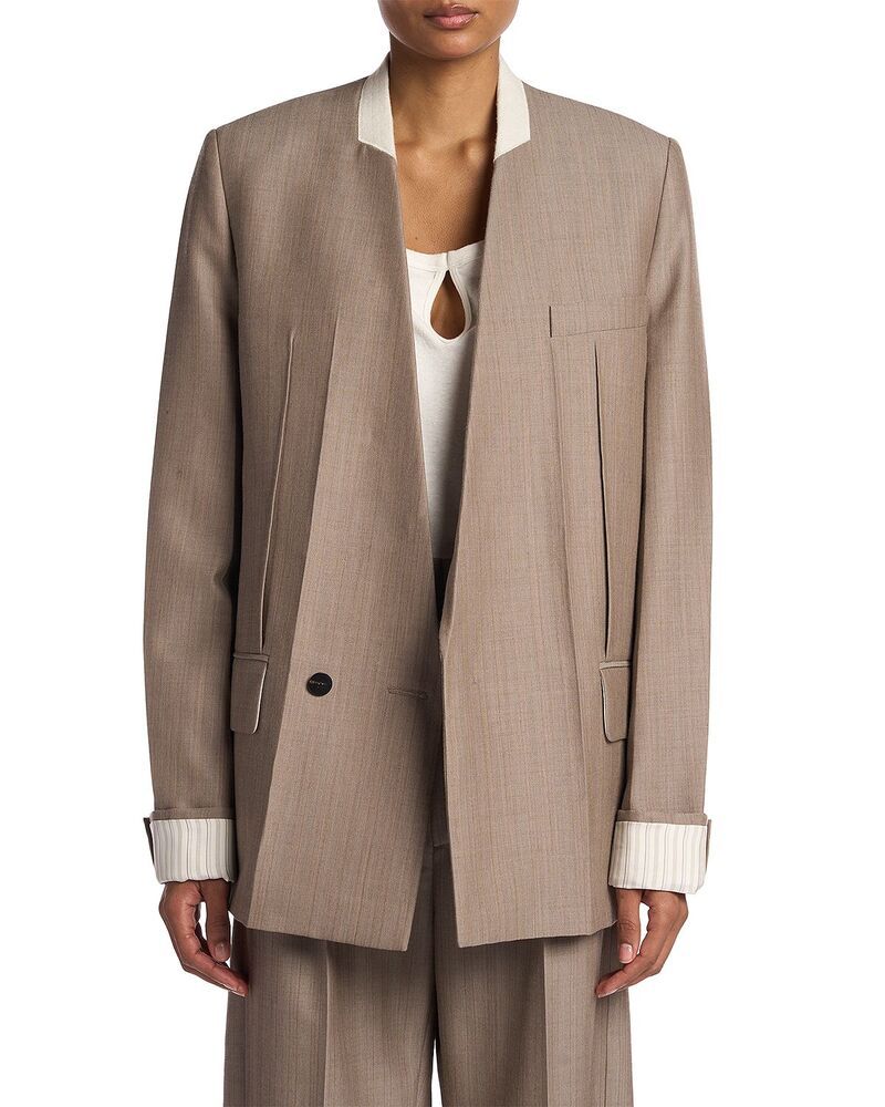 ヴィクトリア ベッカム レディース アウター ジャケット・ブルゾン Victoria Beckham Collarless Jacket Limestone