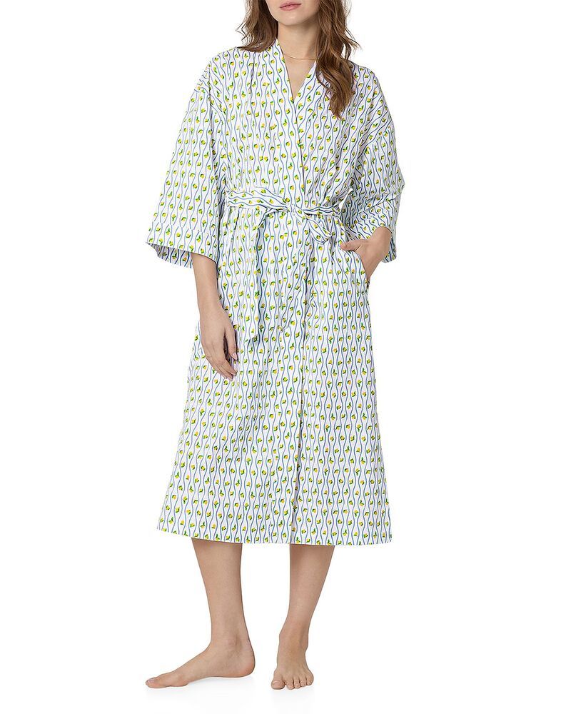 ベッドヘッドパジャマ レディース アンダーウェア ナイトウェア コットン BedHead Pajamas Cotton Poplin Kimono Robe Limencello Stripe ストライプ