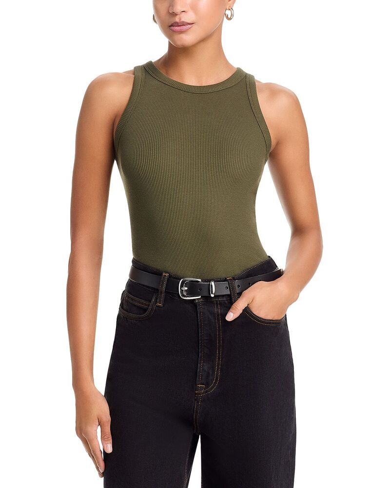 ラグアンドボーン レディース トップス タンクトップ rag bone Thessential Rib Muscle Tank Top Dark Olive オリーブ