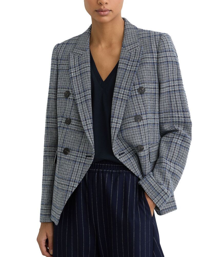 レイス レディース アウター ジャケット・ブルゾン ブレザー REISS Larissa Double Breasted Blazer Navy Check ネイビー