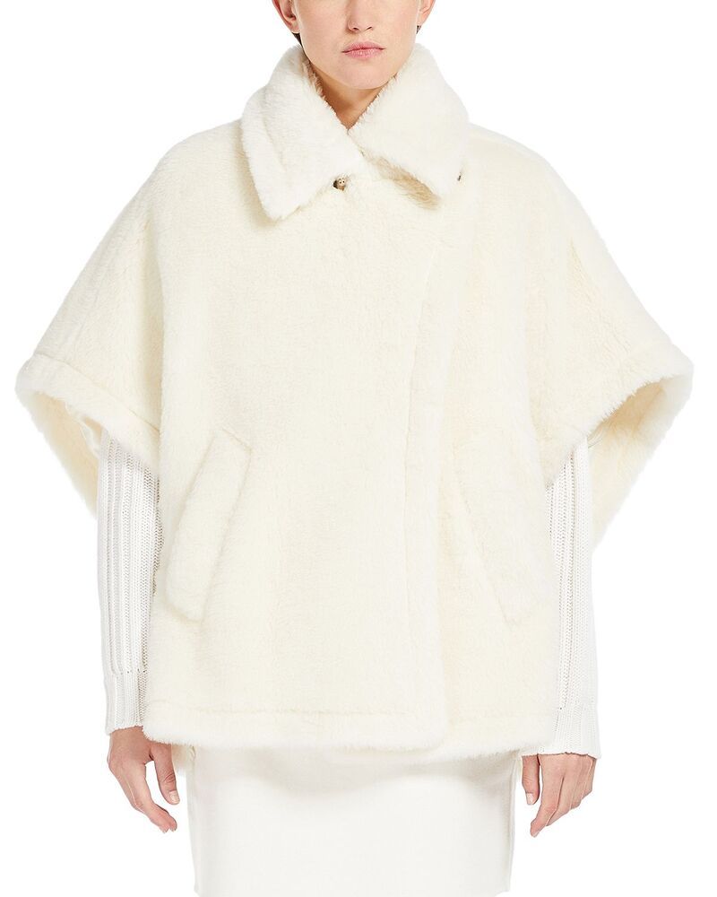 マックスマーラ レディース アウター ジャケット・ブルゾン Max Mara Tebe1 Faux Fur Poncho Jacket Optical White ホワイト