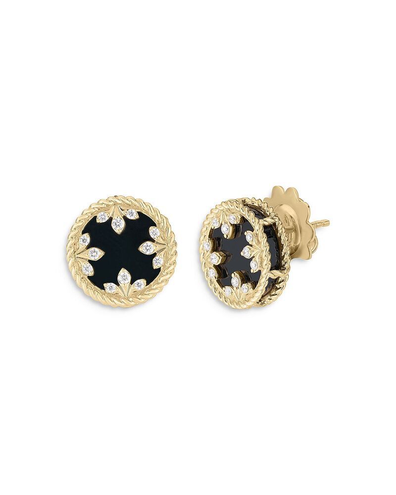 ロバートコイン レディース アクセサリー ピアス・イヤリング Roberto Coin 18K Yellow Gold Venetian Princess Medallion Diamond Stud Earrings BlackGold ブラック