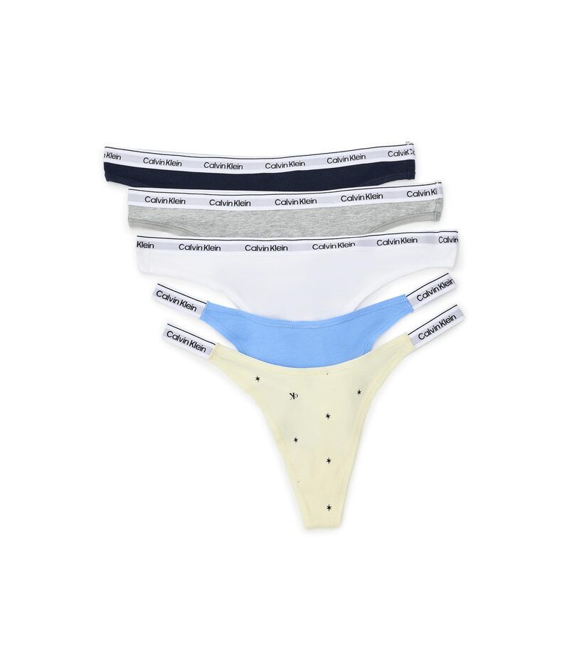 カルバン クライン アンダーウェア レディース パンツ ロゴ Calvin Klein Underwear Icon Logo Mixed Thong 5Pack ShorelineBlue ブルー