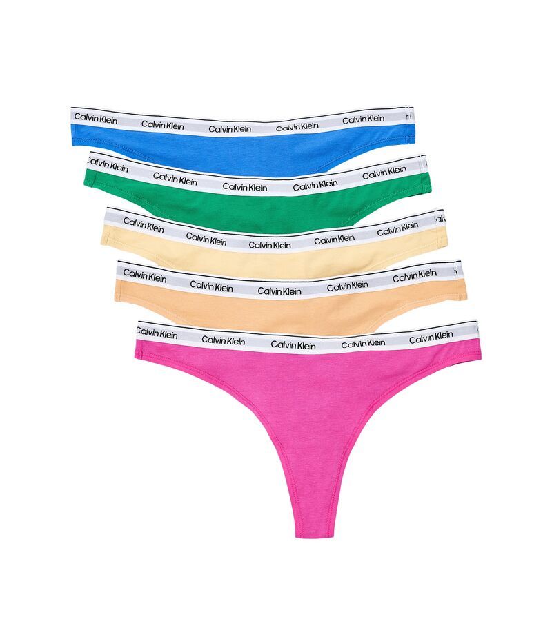 カルバン クライン アンダーウェア レディース パンツ ロゴ Calvin Klein Underwear Icon Logo Thong 5Pack Mardi Gras Gree