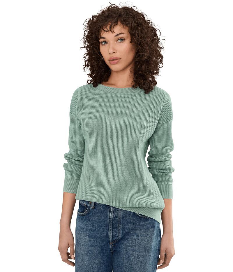 エルエルビーン レディース アウター ニット・セーター Llbean Sunwashed Waffle Pullover Sweater Faded Sage セージ