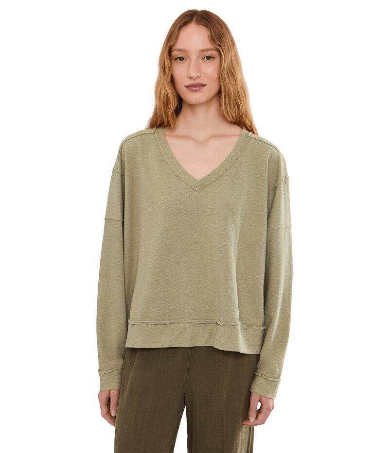 モッドドック レディース アウター パーカー・スウェット Vネック シャツ Mododoc Long Sleeve VNeck Sweatshirt Heather Hazel ヘザー