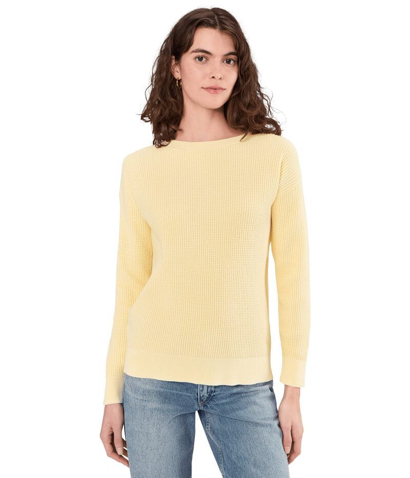 エルエルビーン レディース アウター ニット・セーター Llbean Sunwashed Waffle Pullover Sweater Light Yellow イエロー