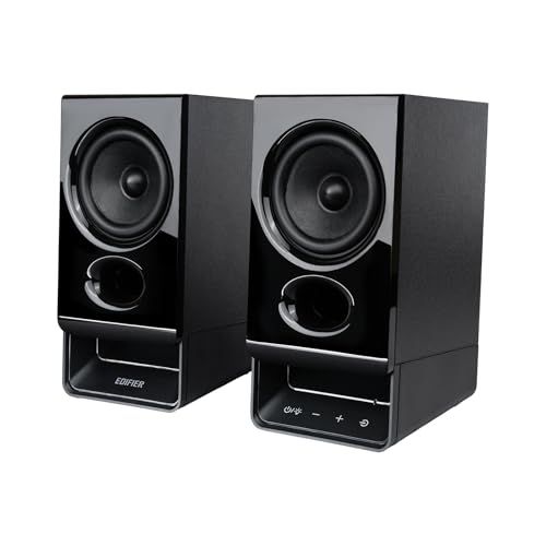 EDIFIER R20BT Bluetoothスピーカー｜USB-C給電・AUX入力・ヘッドホンジャック・5W RMS出力｜アプリで音質/LEDカスタム可能｜PC・スマホ対応 小型デスクトップスピーカー ブラック/