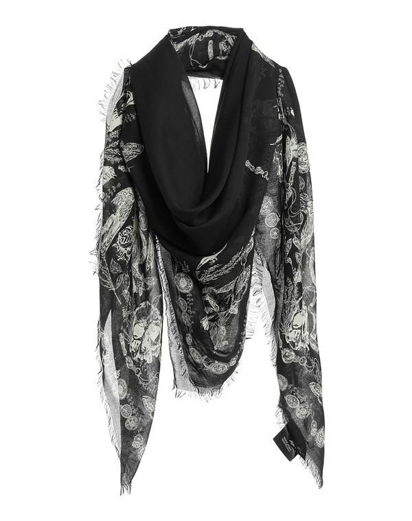 マックイーン メンズ アクセサリー マフラー・ストール・スカーフ マフラースカーフ MCQUEEN Black ブラック