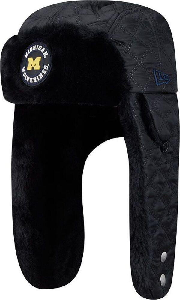 ニューエラ レディース アクセサリー 帽子 キルティング ニット New Eradult Michigan Wolverines Black Quilted Trapper Knit Hat NoColor ブラック