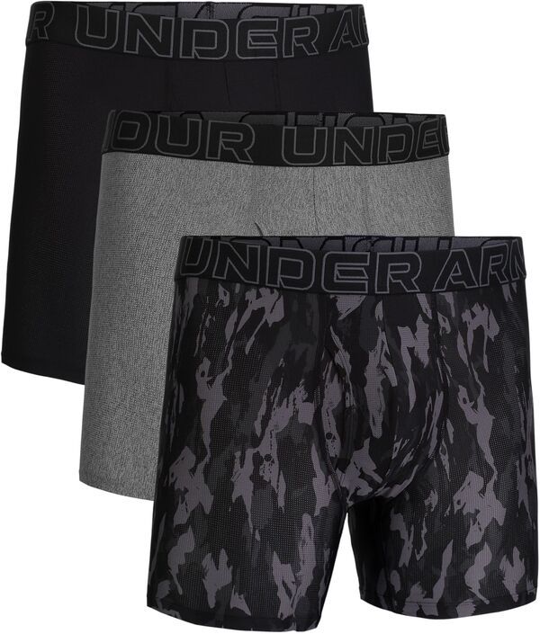 アンダーアーマー メンズ アンダーウェア ボクサーパンツ プリント メッシュ Under Armour Mens Performance Tech Mesh 6 Printed Boxer Briefs 3 Pack Castlerock