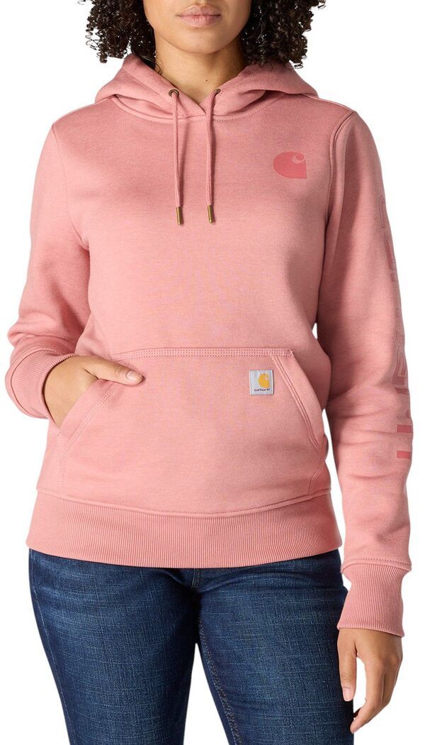 カーハート レディース アウター パーカー・スウェット グラフィック Carhartt Womens Clarksburgraphic Sleeve Hoodie Rose Tint Heather ヘザー
