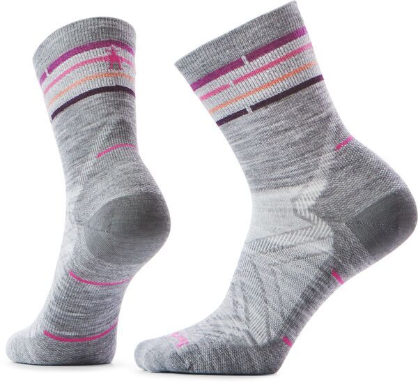スマートウール レディース アンダーウェア 靴下 Smartwool Womens Run Zero Cushion Mid Crew Socks Light Gray グレー