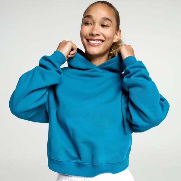 DSG レディース アウター パーカー・スウェット クロップド フリース DSG Womens Classic Fleece Athleticropped Hoodie Dark Teal Blue ブルー