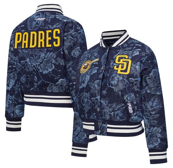 プロスタンダード レディース アウター ジャケット・ブルゾン フラワー柄 クロップド デニム フラワー Pro Standard Womensan Diego Padres Blue Denim Cropped Floral Jacket NoColor デニ