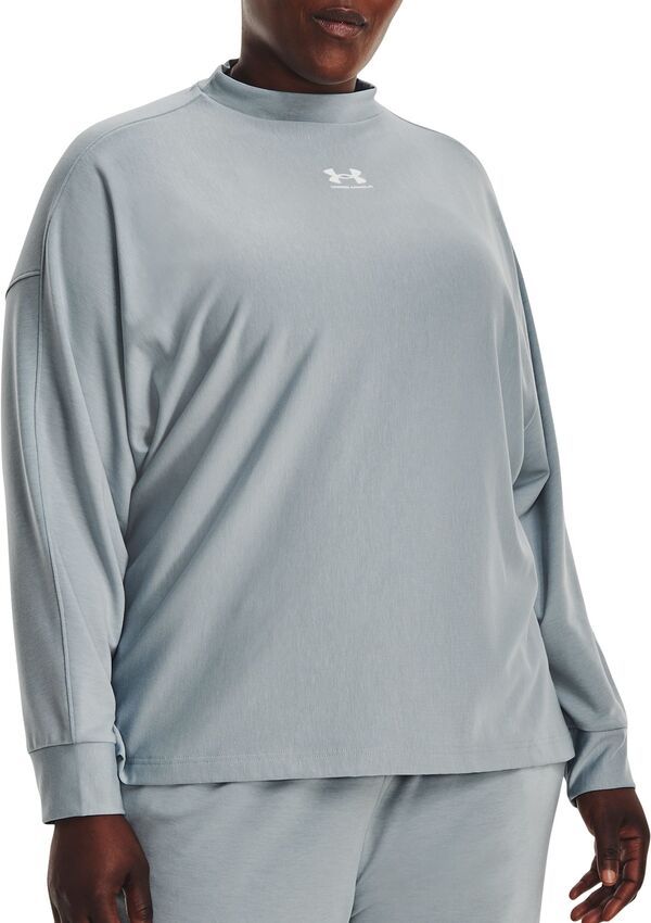 アンダーアーマー レディース アウター パーカー・スウェット クルーネック プラスサイズ パイル シャツ Under Armour Womens Rival Terry Oversized Plus Crewneck Sweatshirt Harbor Blu