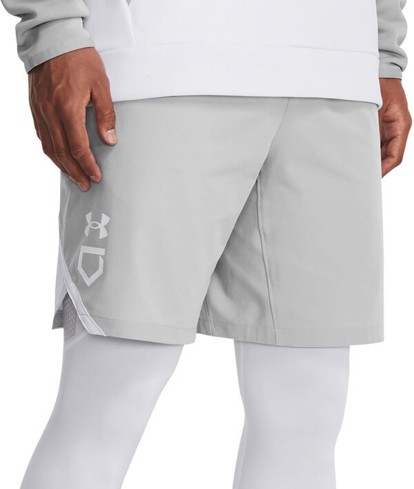 アンダーアーマー メンズ ボトムス ハーフパンツ・ショーツ ショートパンツ Under Armour Mens Yard Baseball Shorts Mod GreyWhite ホワイト
