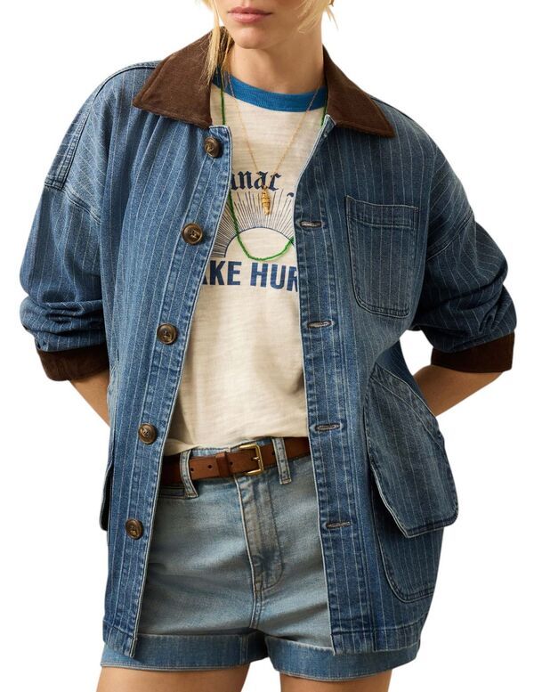 ファレティ レディース アウター ジャケット・ブルゾン Faherty Womensunwashed Canvas Barn Jacket Dusk Stripe Wash ストライプ