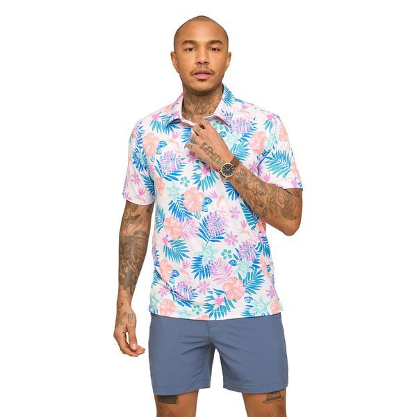 チャビーズ メンズ トップス ポロシャツ Chubbies Mens Lightweight Performance Polo WhiteFloral ホワイト