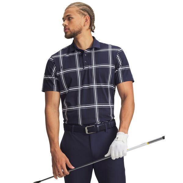 アンダーアーマー メンズ トップス ポロシャツ プリント Under Armour Mens UArmourDry Printed Golf Polo Midnight NavyWhiteVarsity Blue ホワイト