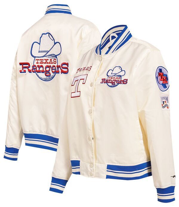 プロスタンダード レディース アウター ジャケット・ブルゾン サテン Pro Standard Womens Texas Rangers Retro Satin Jacket Cream クリーム