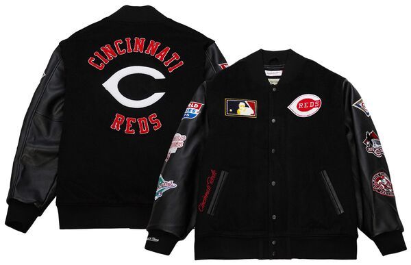 ミッチェルネス メンズ アウター ジャケット・ブルゾン Mitchell Ness Mens Cincinnati Reds Black Varsity Jacket NoColor ブラック