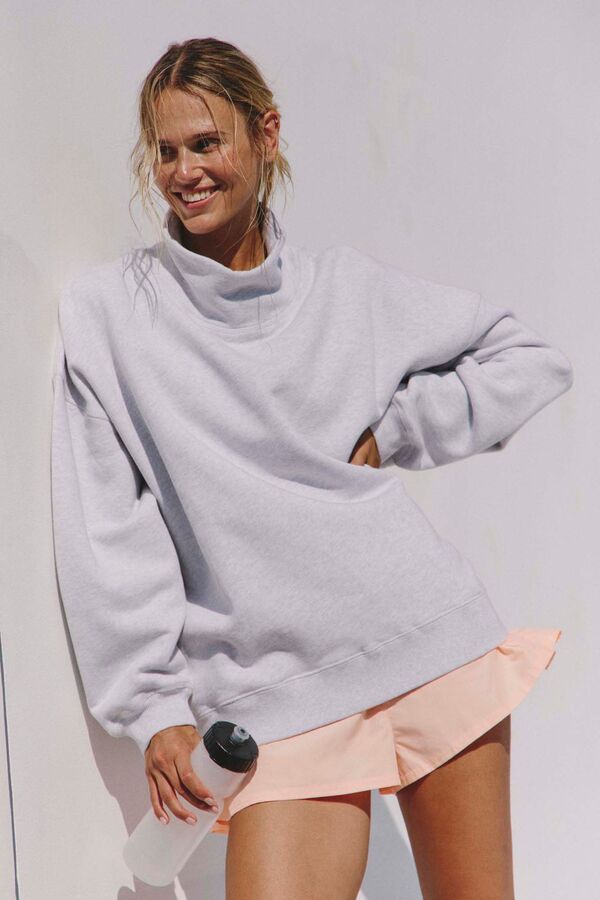 フリーピープル レディース アウター パーカー・スウェット モックネック シャツ FP Movement Womens A Cut Above Mock Neck Pullover Sweatshirt White Heather Grey ホワイト