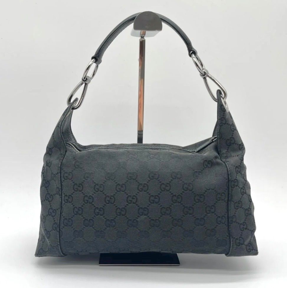 美品◎GUCCI グッチ GGキャンバス ワンショルダーバッグ ブラック 113024