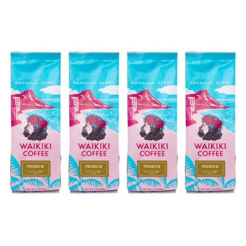 ワイキキコーヒー (WAIKIKI COFFEE) 粉タイプ ハワイ (4個 (198g/個), プレミアム) [プレミアム] [4個 (198g/個)]