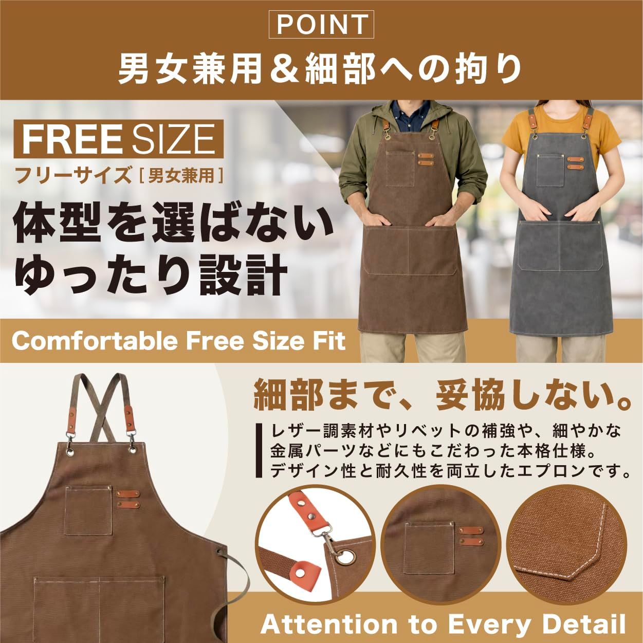 KOMORE] エプロン アウトドア キャンプ 厚手 作業用 メンズ レディース