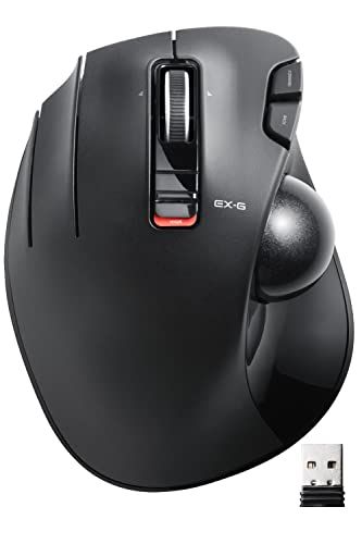 エレコム ワイヤレス トラックボールマウス EX-G 左手用 6ボタン チルトホイール（左右スクロール） ブラック M-XT4DRBK/