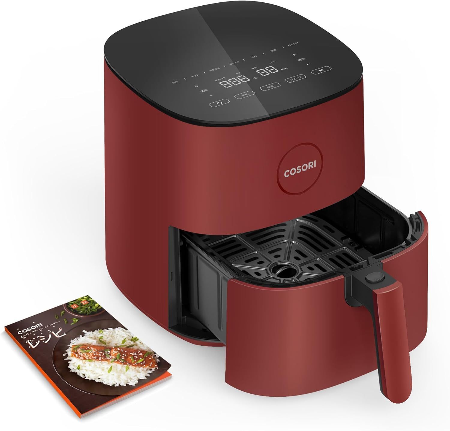 ノンフライヤー COSORI 4.7L エアフライヤー 大容量 1台6役 コンパクト ノンオイルフライヤー 揚げ物 家電 一人暮らし 調理家電 家庭用 フライヤー 油なし ヘルシー 日本語レシピ説明書 温度調整 食洗可 キッチン家電【レッド】