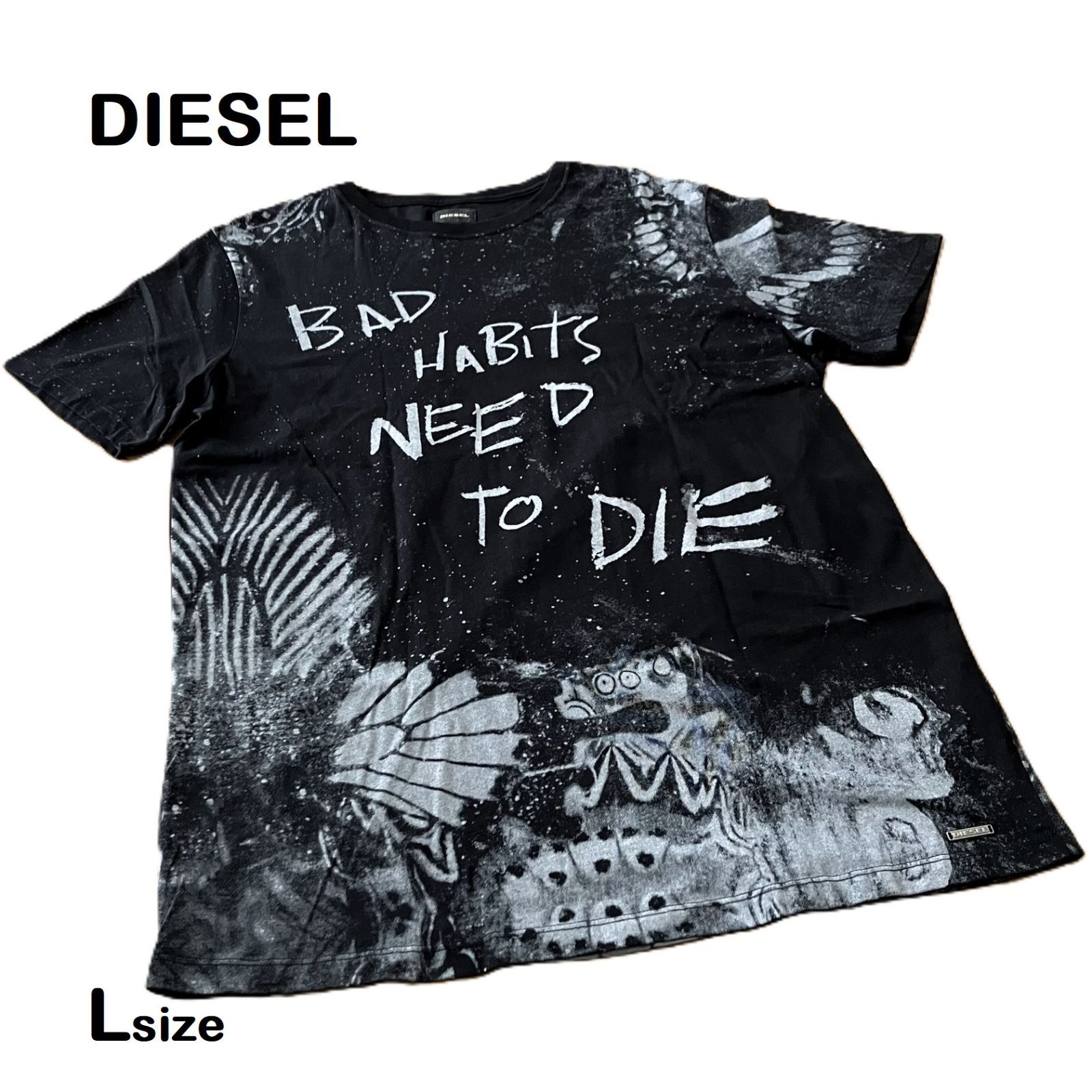 DIESEL/ディーゼル】L メンズ 半袖プリントTシャツ ロゴTシャツ 半袖 