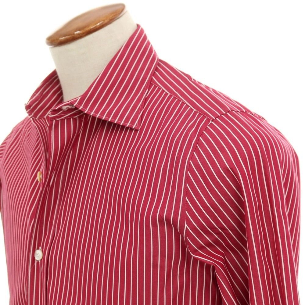 中古】フィナモレ Finamore コットン ストライプ セミワイドカラー 中古】フィナモレ Finamore コットン ストライプ セミワイドカラー