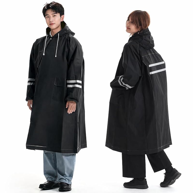 【新品】 [JOYICAR] レインコート 自転車 レインコート レディース メンズ リュック対応 軽量 快適 カッパ ポンチョ ポケット付き 2重防水 撥水 防風 ゴム袖口 レインウェア バイク 通勤 通学 (JP, アルファベット, XL, ダーク) 1