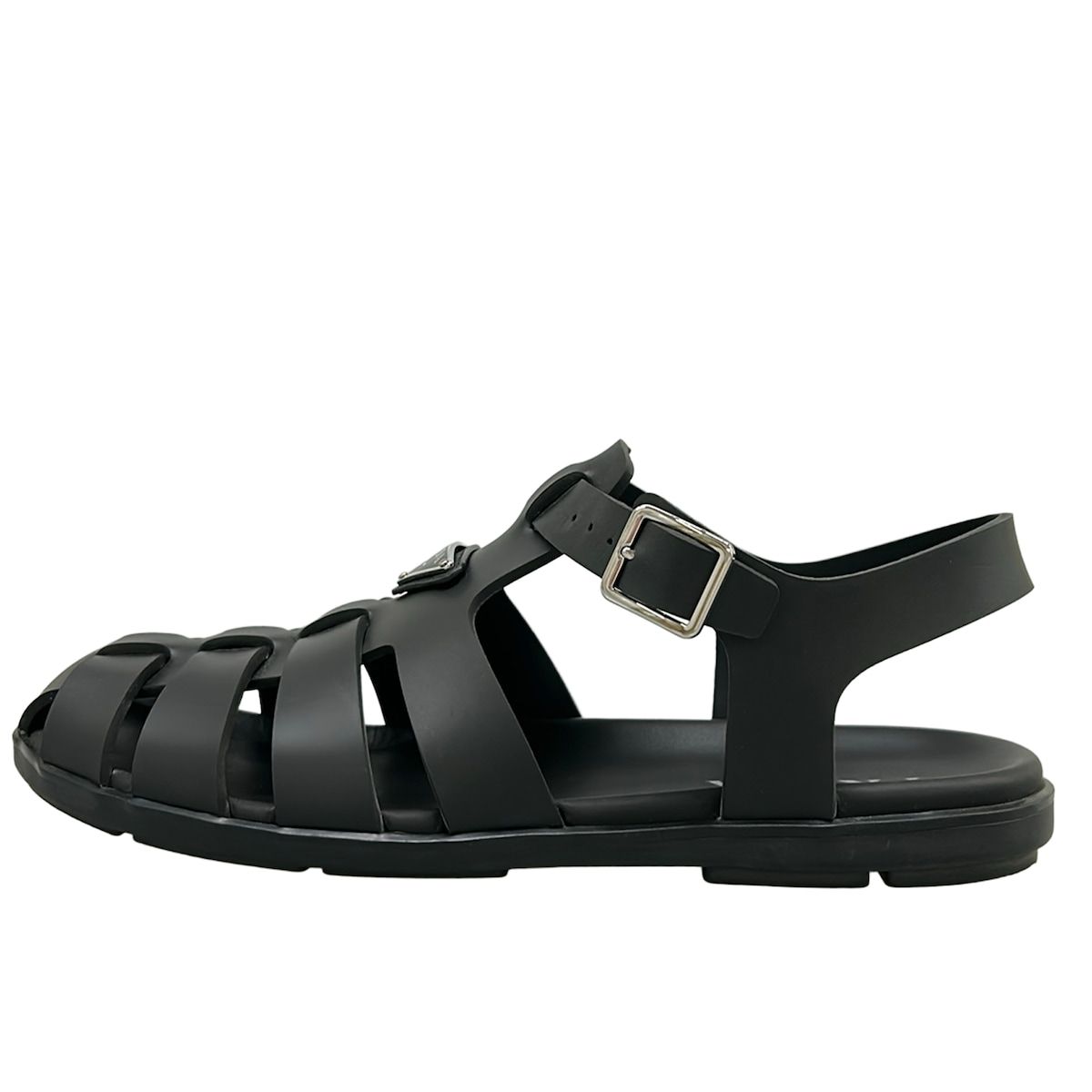 PRADA(プラダ) サンダル 10 メンズ フィッシャーマンサンダル 黒 トライアングルロゴ