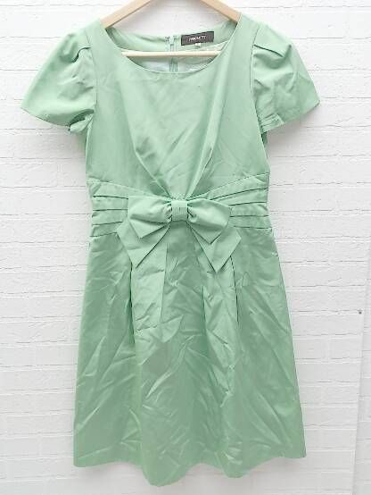 ◇ JUSGLITTY ジャスグリッティー リボン 半袖 膝丈 ワンピース 2 グリーン * 【1002796660566】
