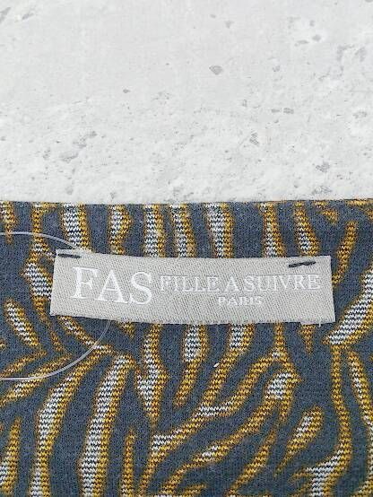 ◇ fas FILLE A SUIVRE ファス フィーユ ア シュアヴル 総柄 七分袖 膝丈 ワンピース ブラック グレー オレンジ * 【1002797493736】