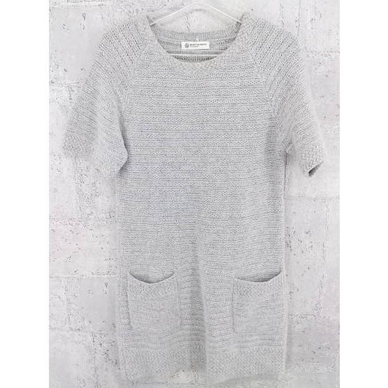 ◇ BEAUTY&YOUTH UNITED ARROWS アンゴラ混 ウール 半袖 膝丈 ニット ワンピース グレー * 【1002796768163】