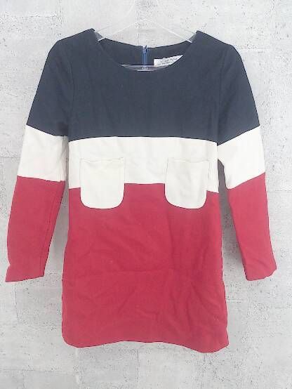 ◇ if any more 長袖 ミニ ワンピース ネイビー オフホワイト レッド レディース 【中古】 【1002797370129】 の商品写真