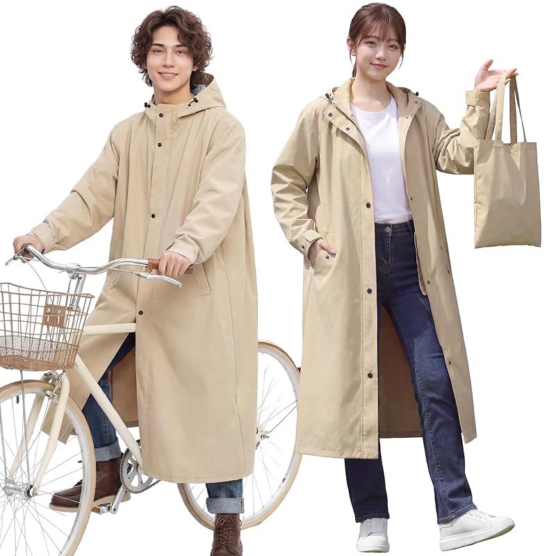【新品】 [GOKEI] レインコート 自転車 リュック対応 カッパ 軽量 通気 400g 顔が濡れない 自転車用レインコート 二重バイザー付き ロング丈 三角マチ 反射テープ 前裾濡れ防止 レディース メンズ レインウェア 防水 撥水 男女兼用 雨具 二重袖