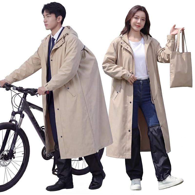 【新品】 [モリヲハシル] レインコート レディース メンズ 【レッグカバー付き・足も濡れない】 雨具 上下 ポンチョ レインウェア カッパ 自転車 リュック対応 梅雨対策 軽量 通気 通勤 通学 防水 撥水加工 男女兼用 コンパクト 収納袋付き (ベージ 0