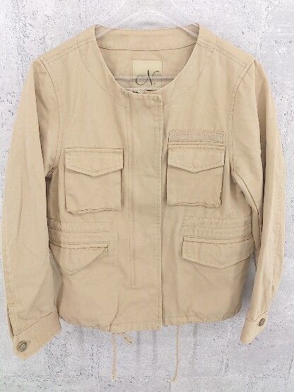 ◇ N. Natural Beauty Basic エヌ ジップアップ 八分袖 ノーカラー ジャケット M ベージュ系 * 1002798814448 【中古】 【1002798814448】