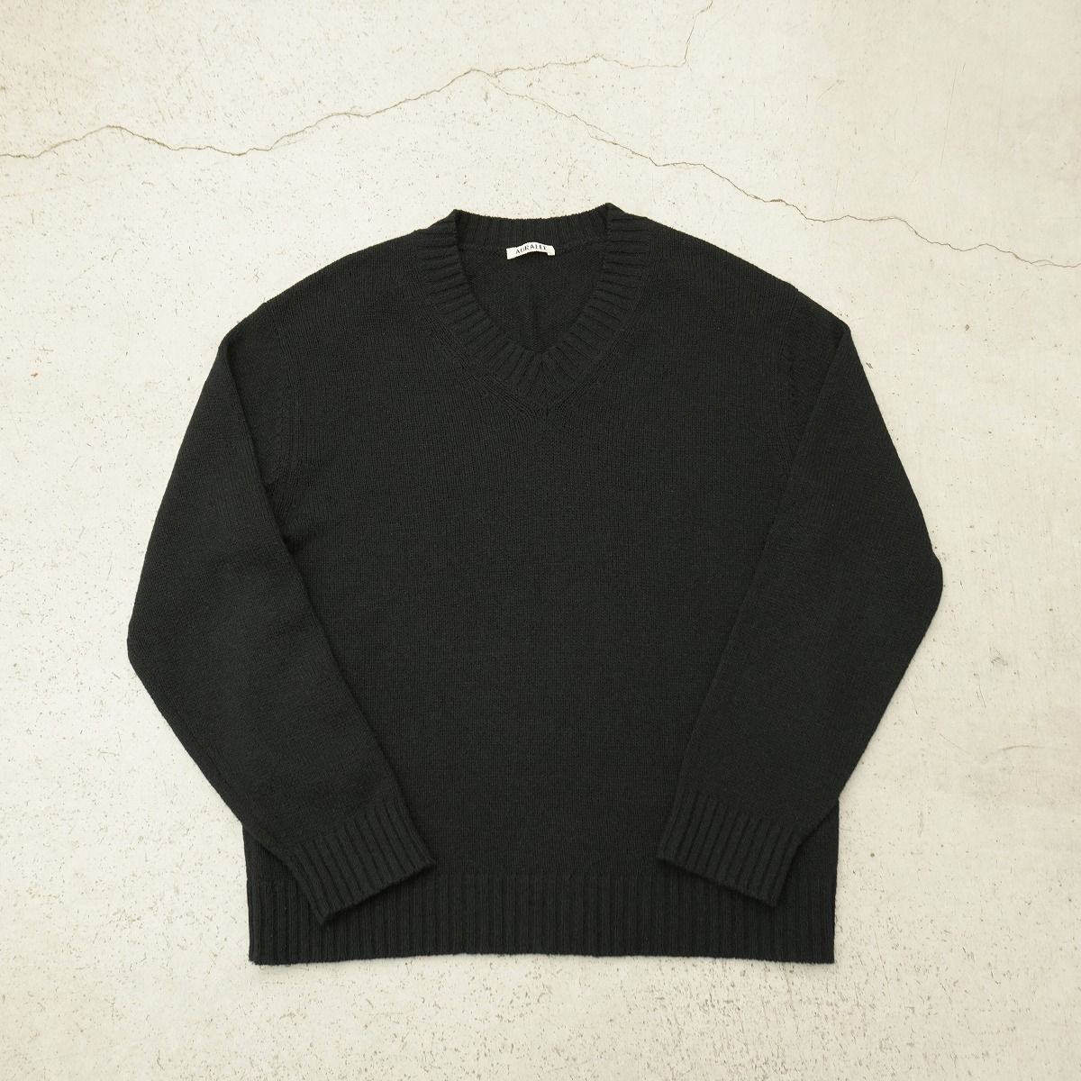 美品 25SS AURALEE オーラリー SUMMER CASHMERE KNIT V-NECK P/O サマー カシミヤ ニット セーター A25SV02CK サイズ5 黒2917Q♪