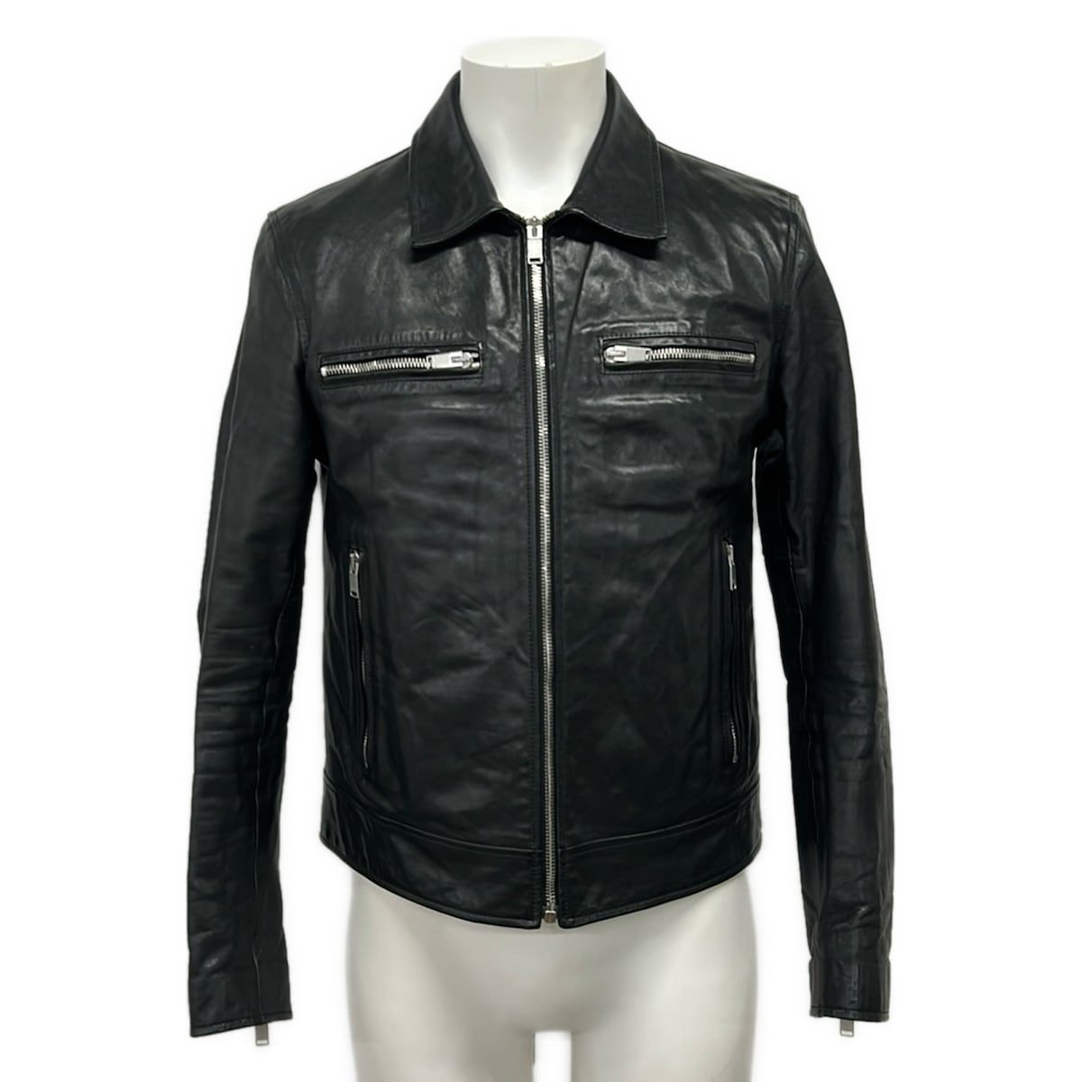SAINT LAURENT PARIS(サンローランパリ) ライダースジャケット サイズ48 XL メンズ美品 - 361845 Y5GF1 黒 牛革