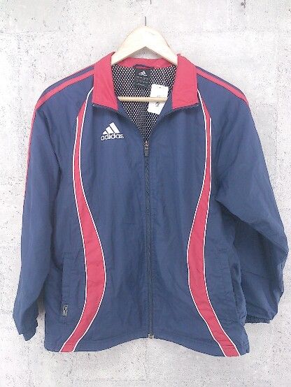 ◇ adidas アディダス キッズ 子供服 長袖 ウィンドブレーカー 150 ネイビー レッド # 【1002799190107】