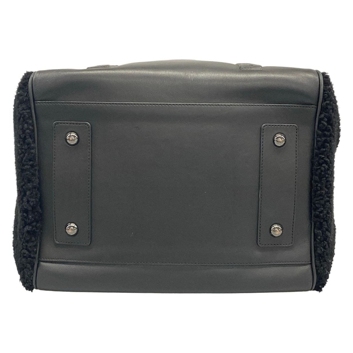 MULBERRY(マルベリー) ハンドバッグ メイジィ クリッパー 黒 レザー、ムートン MULBERRY(マルベリー) ハンドバッグ メイジィ クリッパー 黒 レザー、ムートン