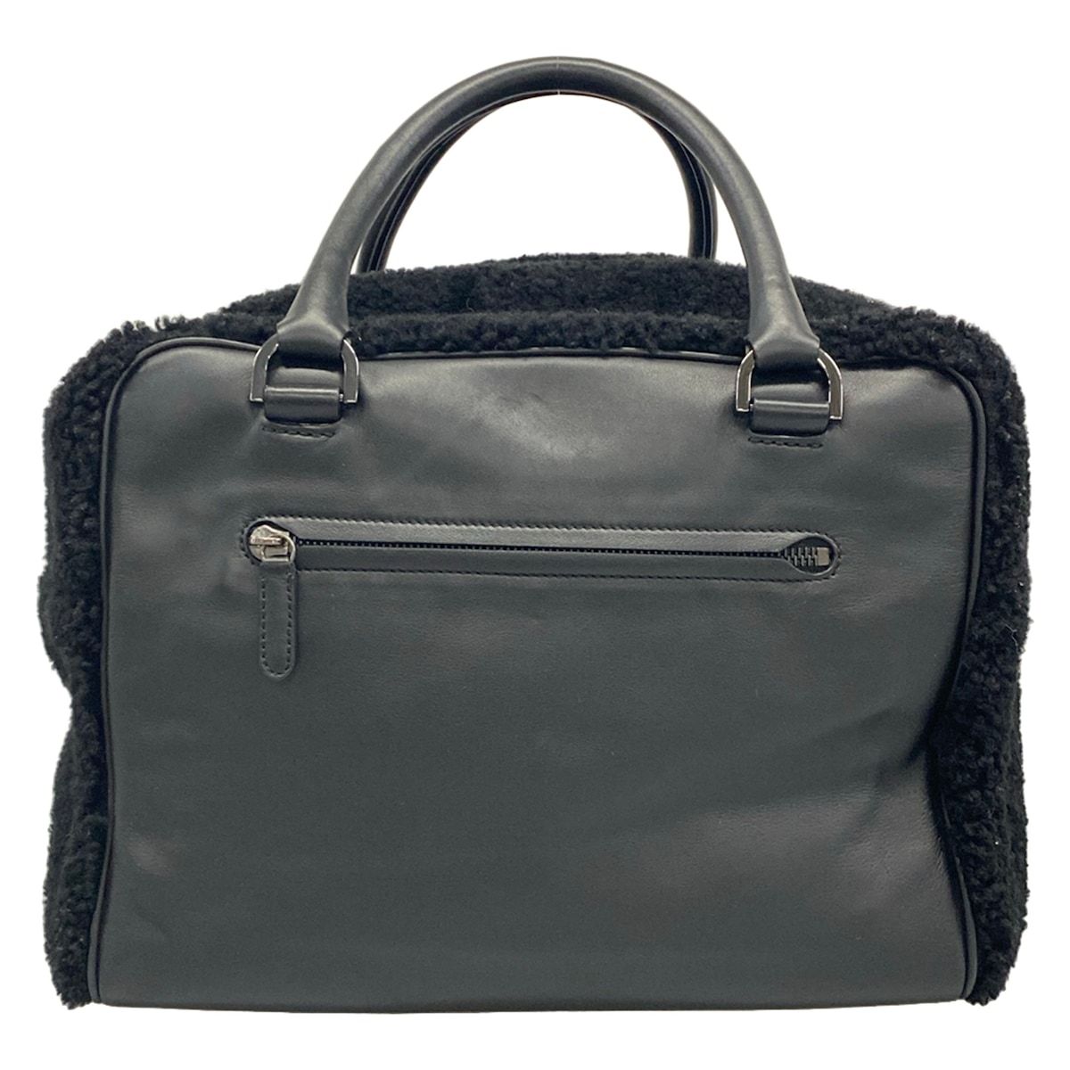 MULBERRY(マルベリー) ハンドバッグ メイジィ クリッパー 黒 レザー、ムートン MULBERRY(マルベリー) ハンドバッグ メイジィ クリッパー 黒 レザー、ムートン