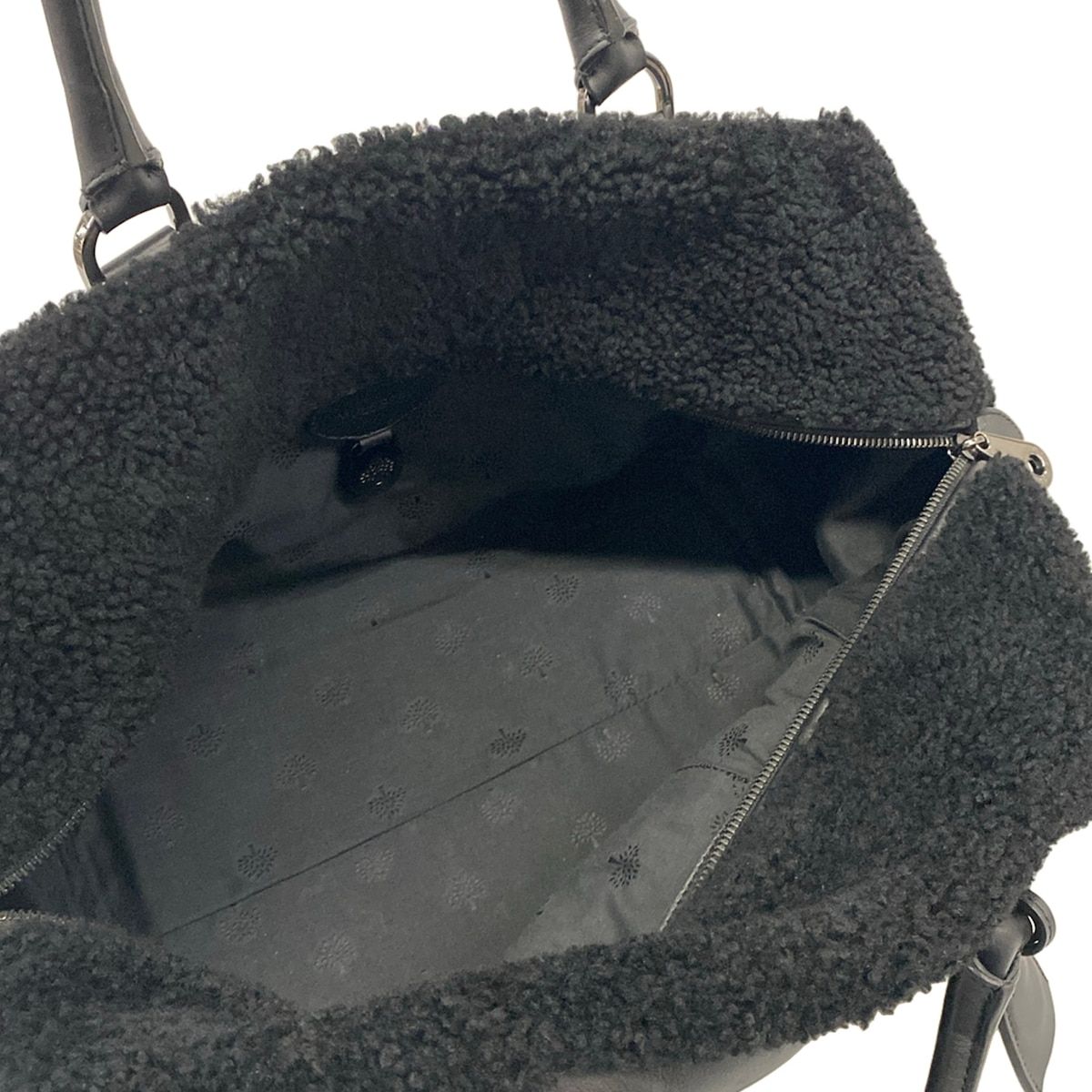 MULBERRY(マルベリー) ハンドバッグ メイジィ クリッパー 黒 レザー、ムートン MULBERRY(マルベリー) ハンドバッグ メイジィ クリッパー 黒 レザー、ムートン