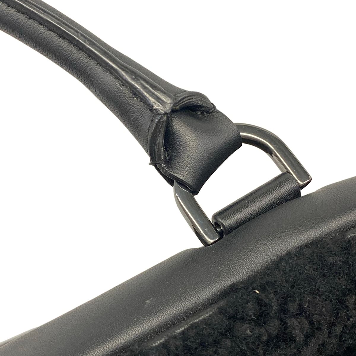 MULBERRY(マルベリー) ハンドバッグ メイジィ クリッパー 黒 レザー、ムートン MULBERRY(マルベリー) ハンドバッグ メイジィ クリッパー 黒 レザー、ムートン